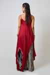 Shop_Nupur Kanoi_Red Crepe Print Kantha Square Neck Tie-dye Singlet Top With Pant _at_Aza_Fashions