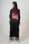 Shop_Nupur Kanoi_Black Crepe Print Stripe Collared Neck Hand Embroidered Long Shirt With Pyjama _at_Aza_Fashions