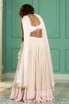 Shop_Monk & Mei_Pink Georgette Woven Geometric Round Pleated Lehenga Set _at_Aza_Fashions