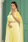 Shop_Monk & Mei_Yellow Georgette Embellished Pearl Cape Open Sharara Set _Online_at_Aza_Fashions