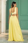 Monk & Mei_Yellow Georgette Embellished Pearl Cape Open Sharara Set _at_Aza_Fashions