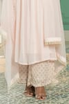 Monk & Mei_Pink Georgette Embroidery Chikankari Thread V Neck Sequin Anarkali Pant Set _Online_at_Aza_Fashions