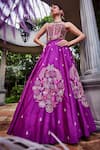 Buy_Show Shaa_Purple Lehenga And Blouse Chanderi Embroidered Floral Square Corset Set _at_Aza_Fashions