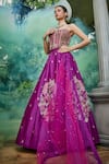 Shop_Show Shaa_Purple Lehenga And Blouse Chanderi Embroidered Floral Square Corset Set _at_Aza_Fashions