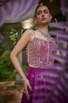 Show Shaa_Purple Lehenga And Blouse Chanderi Embroidered Floral Square Corset Set _Online_at_Aza_Fashions