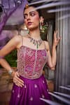 Buy_Show Shaa_Purple Lehenga And Blouse Chanderi Embroidered Floral Square Corset Set _Online_at_Aza_Fashions