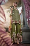 Shop_Show Shaa_Green Kurta And Pant Chanderi Embroidered Floral Cutwork Parineeta Set _at_Aza_Fashions