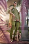 Show Shaa_Green Kurta And Pant Chanderi Embroidered Floral Cutwork Parineeta Set _Online_at_Aza_Fashions