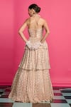 Priyanka Jain_Pink Georgette Lining Shantoon Glittery Bloom Flora Pattern Tiered Corset Gown _at_Aza_Fashions