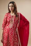 Buy_Monk & Mei_Red Kurta Silk Woven Floral Keyhole Brocade Sharara Set _Online_at_Aza_Fashions