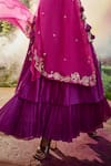 Show Shaa_Magenta Angarkha Organza Embroidered Floral Angarkha Roohani Layered Gown With _Online_at_Aza_Fashions