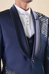 Buy_Aryavir Malhotra_Blue Japanese Poly Silk Hand Embroidered Beads Tuxedo Set 