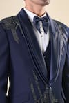 Buy_Aryavir Malhotra_Blue Japanese Poly Silk Hand Embroidered Beads Tuxedo Pant Set 