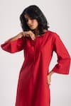 Buy_Avaha_Maroon Cambric Poplin Plain Round Neck Aja Kurta And Salwar Set _Online_at_Aza_Fashions