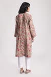 Shop_Avaha_Beige Kurta Cotton Print Floral Round Neck Ina With Pant _at_Aza_Fashions