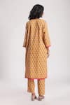 Shop_Avaha_Yellow Cotton Print Floral V Neck Vayuna Kurta With Pant _at_Aza_Fashions