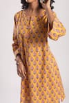 Buy_Avaha_Yellow Cotton Print Floral Round Neck Vama Kurta With Salwar _Online_at_Aza_Fashions