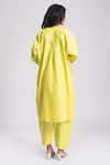 Shop_Avaha_Yellow Cambric Poplin Plain Round Neck Avasa Kurta With Pant _at_Aza_Fashions