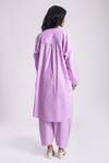 Shop_Avaha_Purple Cambric Poplin Plain Round Neck Yati Pathani Kurta With Pant _at_Aza_Fashions