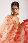 Buy_Avaha_Peach Organza Printed Floral Gramika Dupatta _Online_at_Aza_Fashions