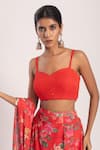 Avaha_Red Georgette Embroidered Sequin Sweetheart Asa Blouse _Online_at_Aza_Fashions