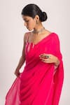 Buy_Avaha_Pink Georgette Patali Lace Embroidered Border Saree _Online_at_Aza_Fashions