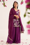 Buy_Avaha_Purple Georgette Embroidered Thread Round Raga Sequin And Work Dupatta _at_Aza_Fashions