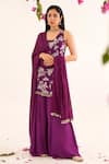 Buy_Avaha_Purple Georgette Embroidered Thread Round Raga Sequin And Work Dupatta _Online_at_Aza_Fashions