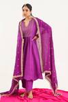 Buy_Avaha_Purple Georgette Embroidered Thread Sudara Girija Work Dupatta _at_Aza_Fashions