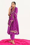 Shop_Avaha_Purple Georgette Embroidered Thread Sudara Girija Work Dupatta _at_Aza_Fashions