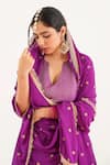 Avaha_Purple Georgette Embroidered Thread Sudara Girija Work Dupatta _Online_at_Aza_Fashions