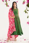 Buy_Avaha_Pink Chinon Chiffon Printed Zigzag Raga Meena Dupatta _at_Aza_Fashions