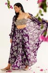 Avaha_Purple Chinon Chiffon Digital Print Floral Open Raga Kriti Jacket _Online_at_Aza_Fashions