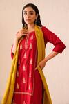 Buy_Tuli_Red Viscose, Silk Embroidery Round Neck Gul Baanhi Kurta Pant Set 