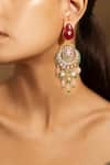 Buy_joules by radhika_Multi Color Kundan Chaand And Stone Embellished Earrings _at_Aza_Fashions