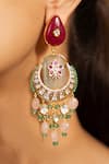 Shop_joules by radhika_Multi Color Kundan Chaand And Stone Embellished Earrings _at_Aza_Fashions