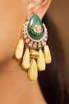 Shop_joules by radhika_Green Kundan Chaand Bloom And Stone Embellished Earrings _at_Aza_Fashions