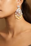 Buy_joules by radhika_Gold Plated Stone Chic Goddess Dangler Earrings _at_Aza_Fashions