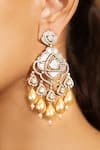 Shop_joules by radhika_Gold Plated Stone Chic Goddess Dangler Earrings _at_Aza_Fashions