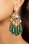 Shop_joules by radhika_Green Stone Chic Goddess Embellished Earrings _at_Aza_Fashions