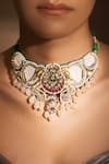 Buy_joules by radhika_Multi Color Kundan Regal And Stone Embellished Choker _at_Aza_Fashions