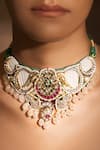 Shop_joules by radhika_Multi Color Kundan Regal And Stone Embellished Choker _at_Aza_Fashions