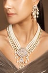 Buy_joules by radhika_White Pearl Chic Blossom And Kundan Long Necklace Set _at_Aza_Fashions