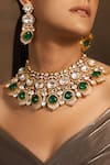 Buy_Joules by Radhika_Green Polki Radiant And Stone Embellished Choker Set _at_Aza_Fashions