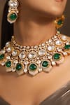 Shop_Joules by Radhika_Green Polki Radiant And Stone Embellished Choker Set _at_Aza_Fashions