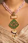 Shop_Joules by Radhika_Multi Color Kundan Elegant Stone Studded Pendant Necklace _at_Aza_Fashions