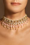 Shop_Joules by Radhika_Pink Stone Enchanting Floral Studded Choker _at_Aza_Fashions