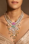 Buy_Joules by Radhika_Multi Color Stone Stylish Studded Cluster Vine Necklace _at_Aza_Fashions