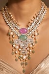 Shop_Joules by Radhika_Multi Color Stone Stylish Studded Cluster Vine Necklace _at_Aza_Fashions