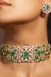 Shop_joules by radhika_Green Stones Geometric Embellished Choker Set _at_Aza_Fashions